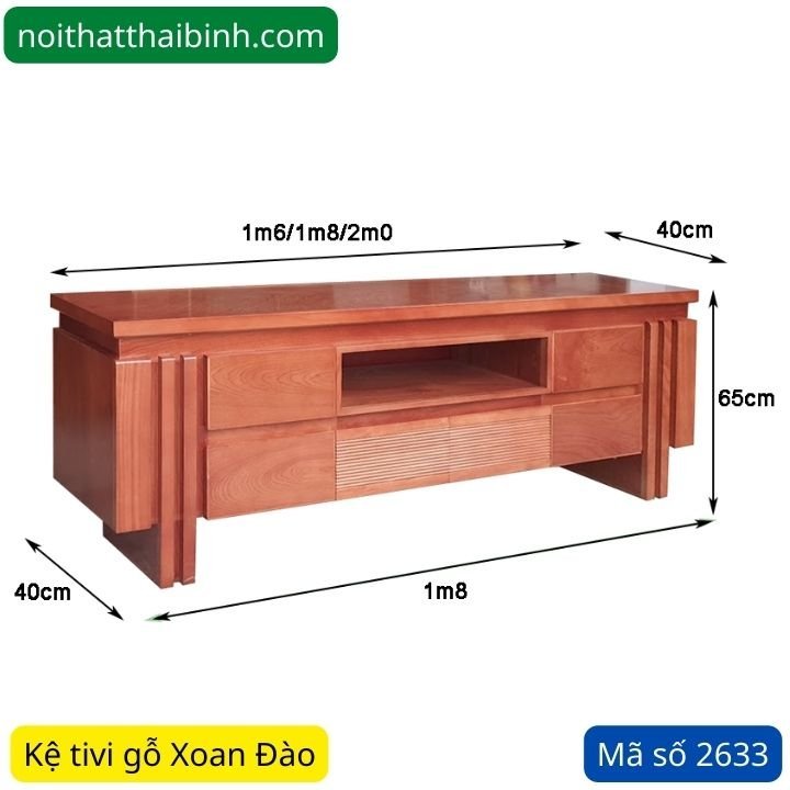 Kích thước kệ tivi gỗ Xoan Đào
