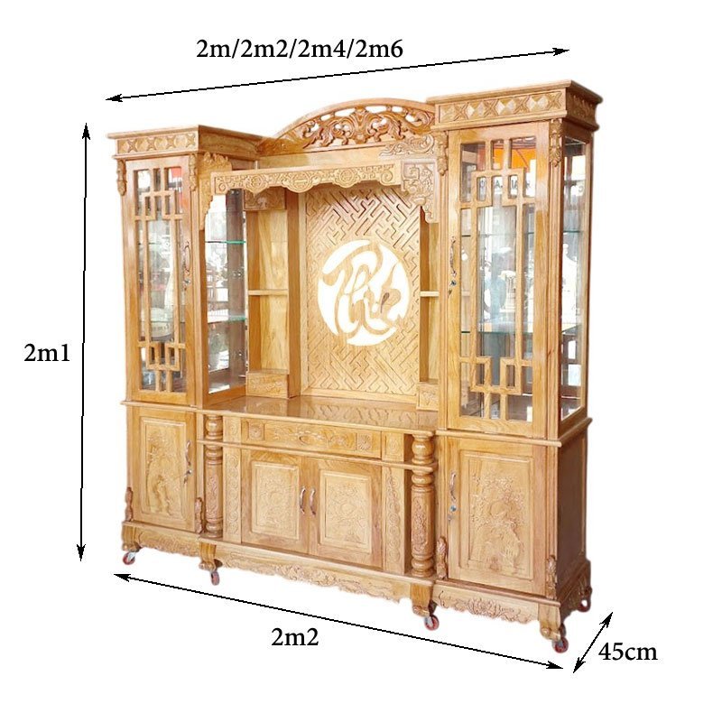 Kệ tivi gỗ gõ đỏ kết hợp bàn thờ & tủ rượu MS 3375 - góc nghiêng