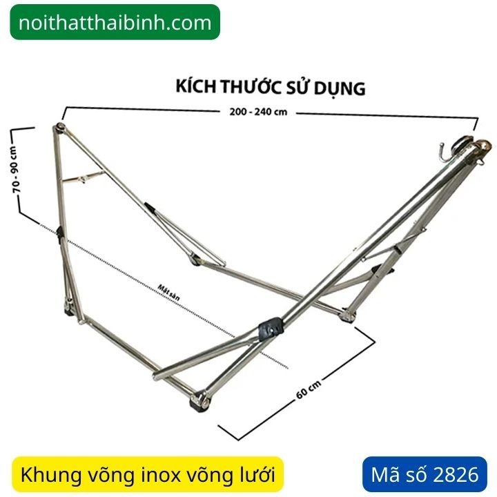 Kích thước bộ khung võng inox