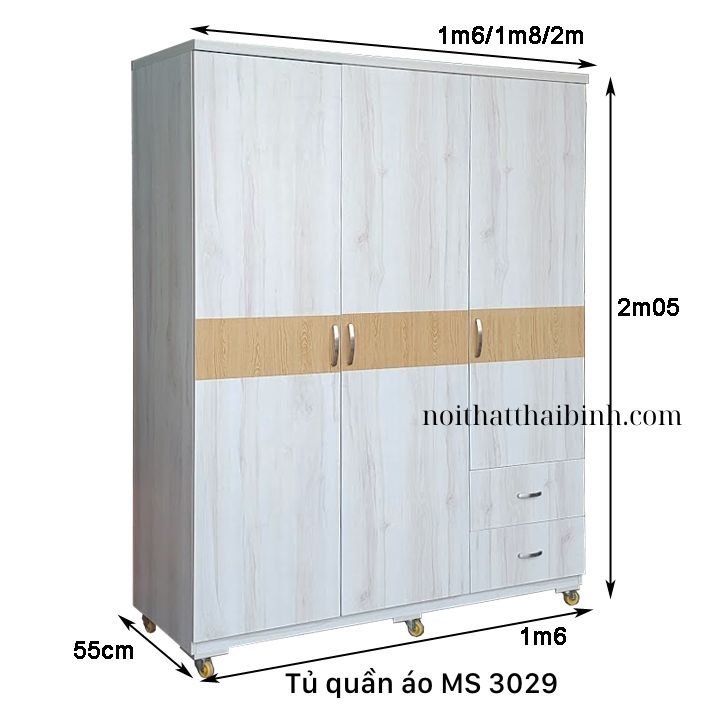 Kích thước tủ quần áo 3 cánh 1m6 Kích thước tủ quần áo 3 cánh 1m6