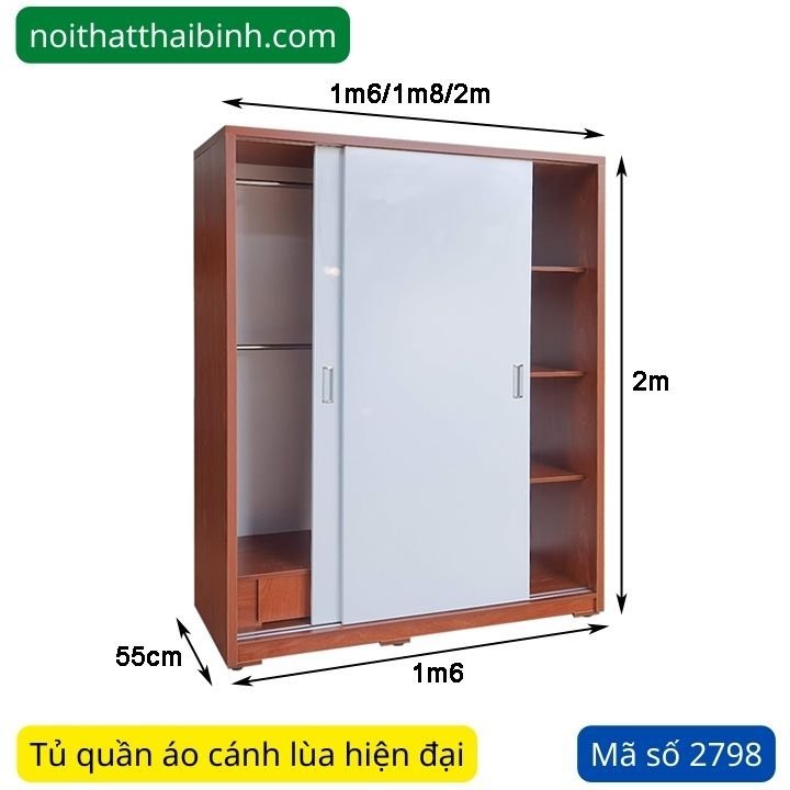 Kích thước tủ quần áo cửa trượt giá rẻ