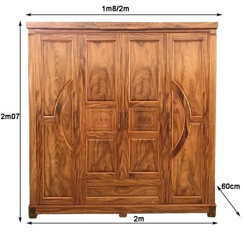 Kích thước tủ áo gỗ hương xám 4 cánh Kích thước tủ áo gỗ hương xám 4 cánh
