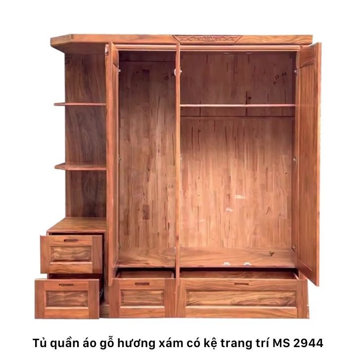Bên trong tủ quần áo gỗ hương xám Bên trong tủ quần áo gỗ hương xám