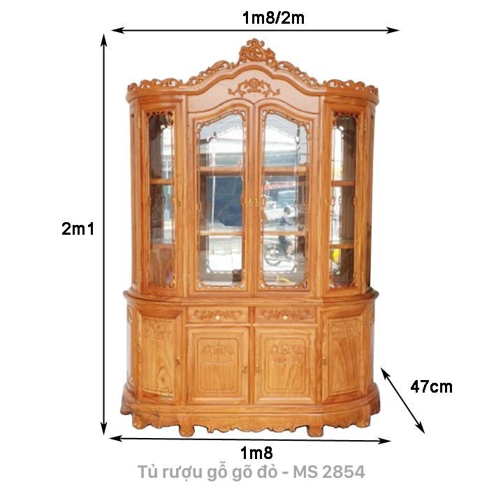 Kích thước tủ rượu gỗ gõ đỏ 1m8 Kích thước tủ rượu gỗ gõ đỏ 1m8