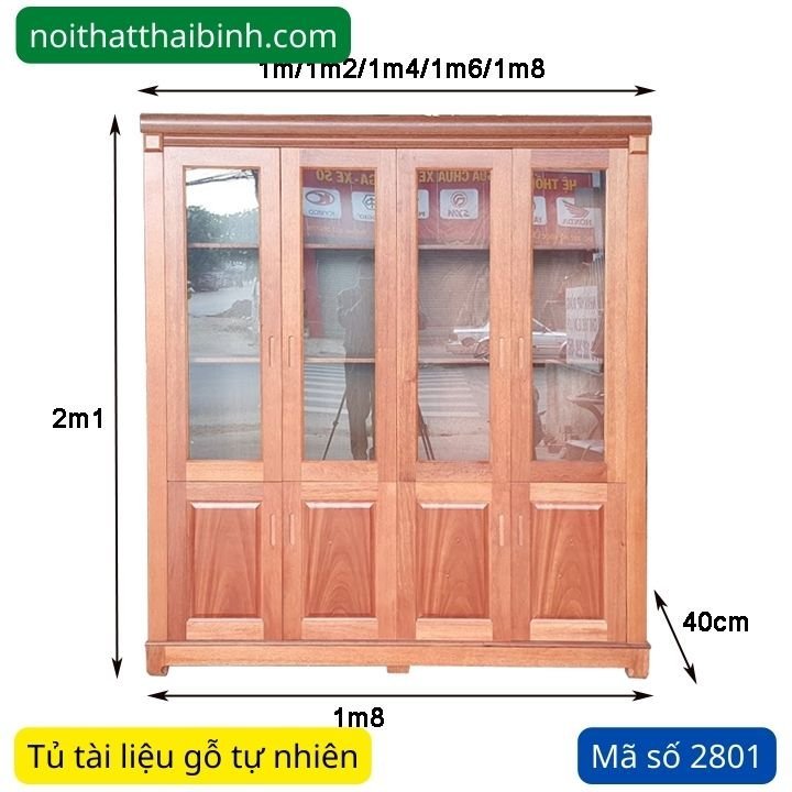 Tủ tài liệu gỗ tự nhiên MS 2801 | GIAO HỎA TỐC TPHCM