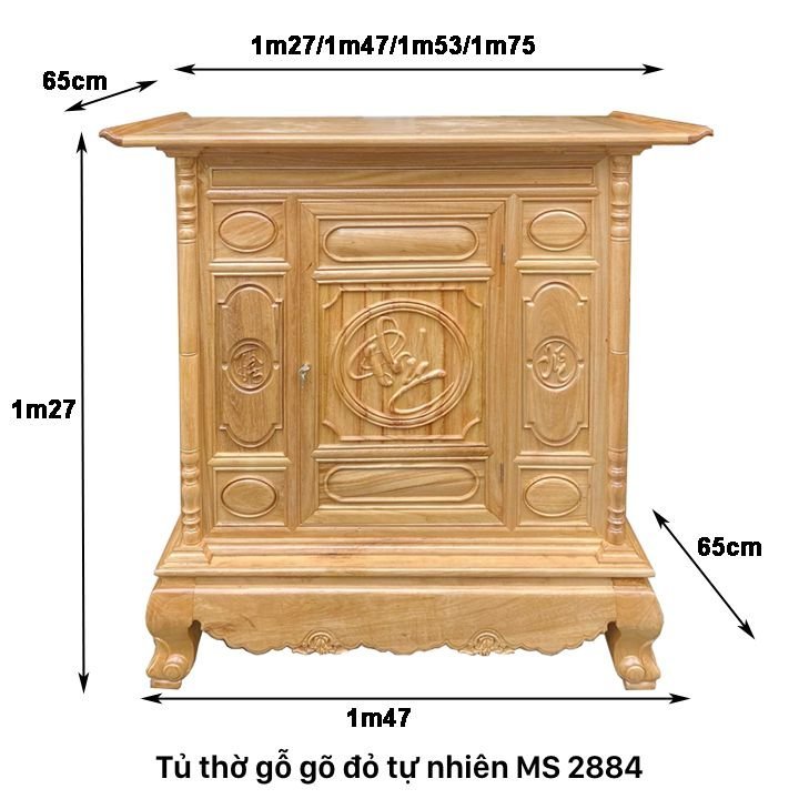 Tủ thờ gỗ gõ đỏ chạm chữ MS 2884 | GIAO HỎA TỐC TPHCM