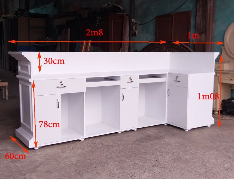 Kích thước quầy lễ tân khách sạn