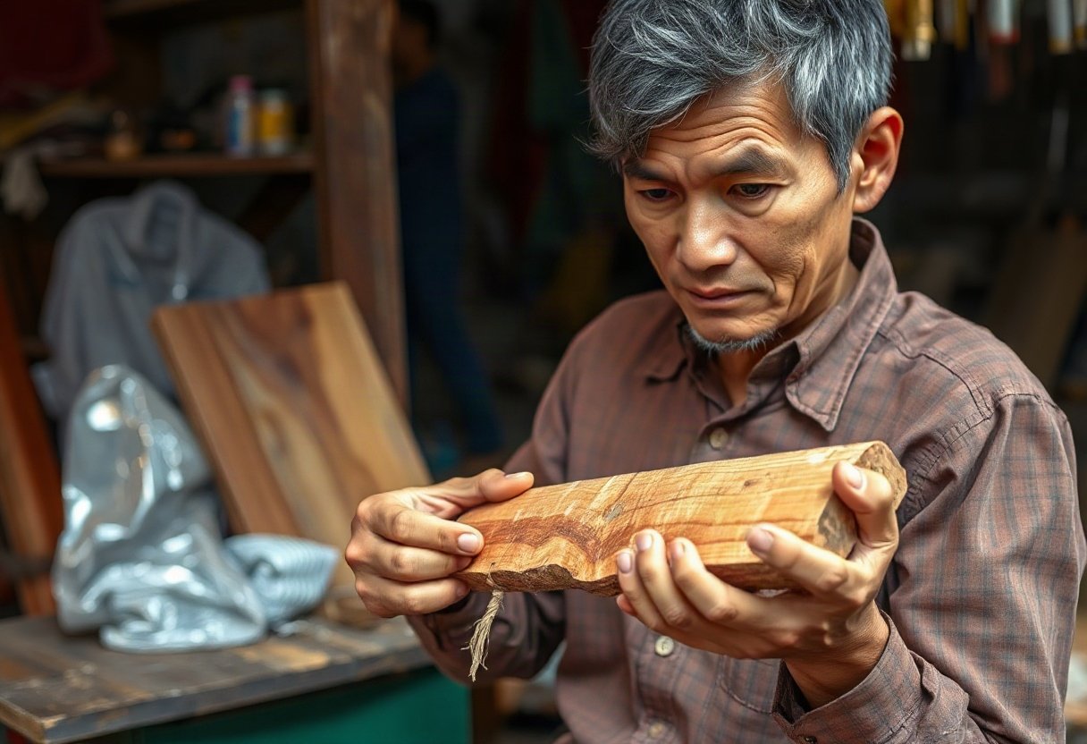 Kiểm tra chất liệu gỗ gõ đỏ