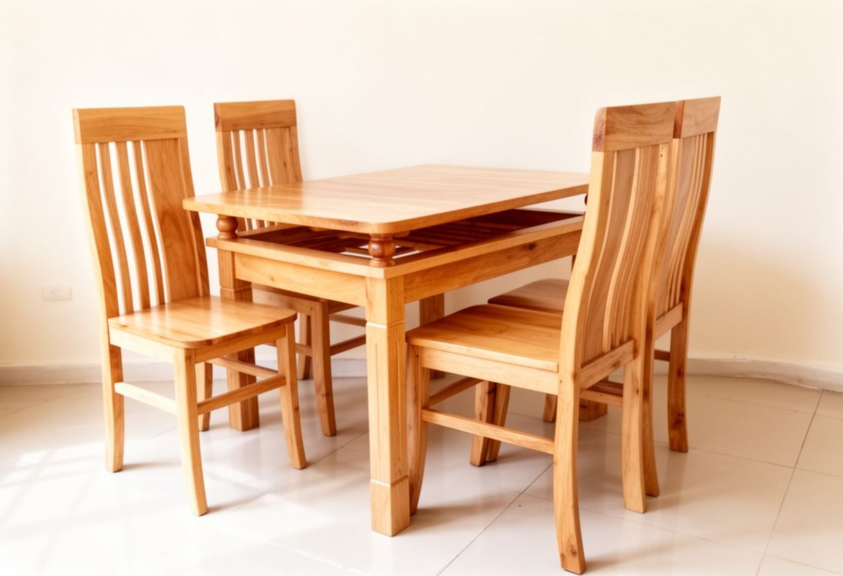 kinh nghiệm chọn bàn ăn gỗ sồi cho chung cư nhỏ - Màu sắc và hoàn thiện của bàn ăn gỗ sồi