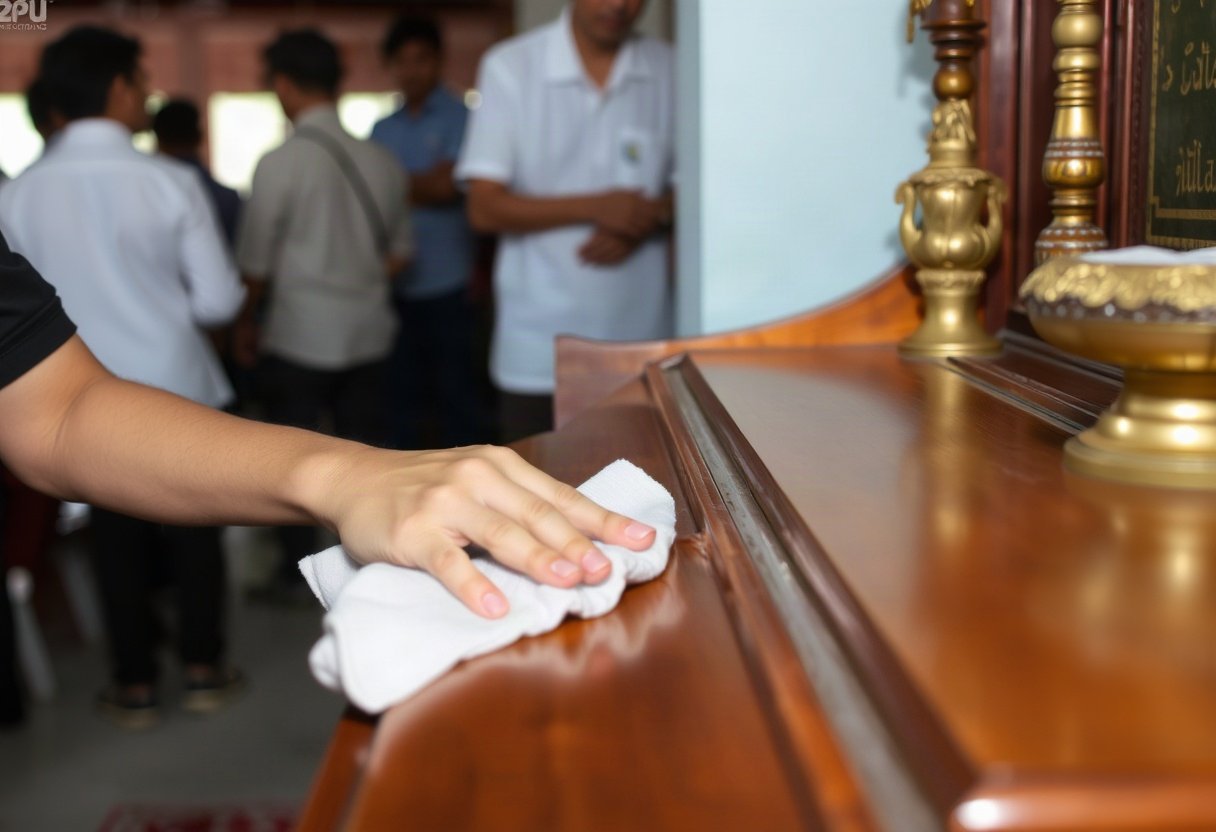 Làm sạch bàn thờ gỗ sồi nga