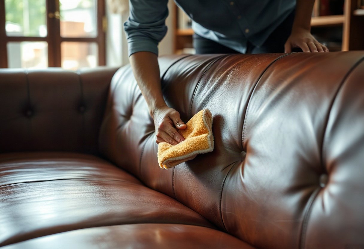 Làm sạch sofa da định kỳ