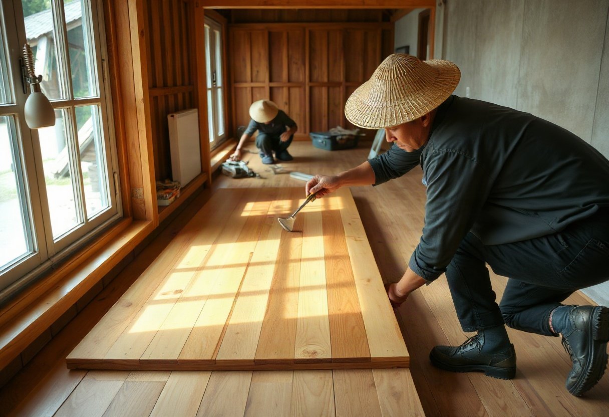 Lắp đặt sàn gỗ bởi thợ chuyên nghiệp
