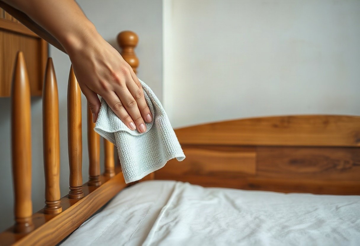 Lau chùi giường gỗ đúng cách