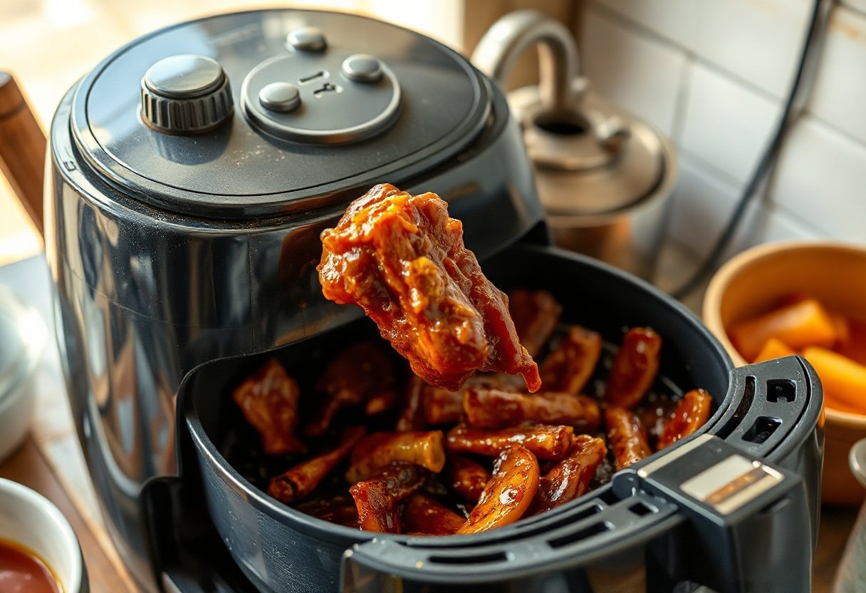 Ngâm nồi chiên không dầu trong nước nóng