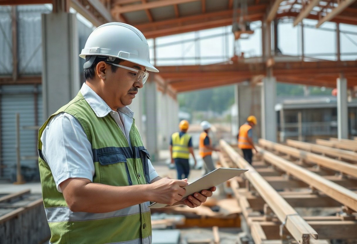 Người giám sát công trình đang kiểm tra công việc