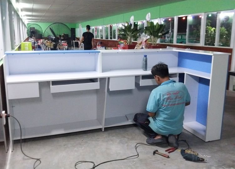 Quầy lễ tân Quầy lễ tân đẹp hiện đại MS 2984 - mẫu thực tế tại xưởng
