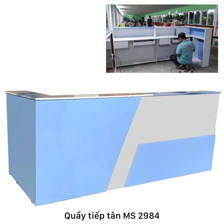 Quầy lễ tân đẹp hiện đại Quầy lễ tân đẹp hiện đại MS 2984 - chi tiết vân gỗ tự nhiên
