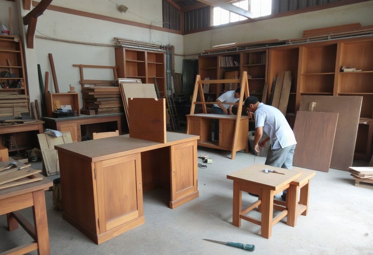 Sản xuất quầy lễ tân tại xưởng