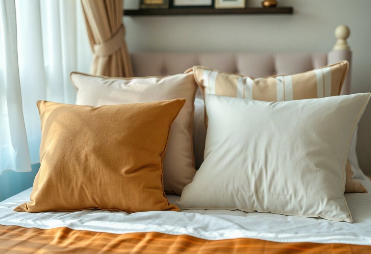 Sắp xếp gối tạo sự cân đối cho giường