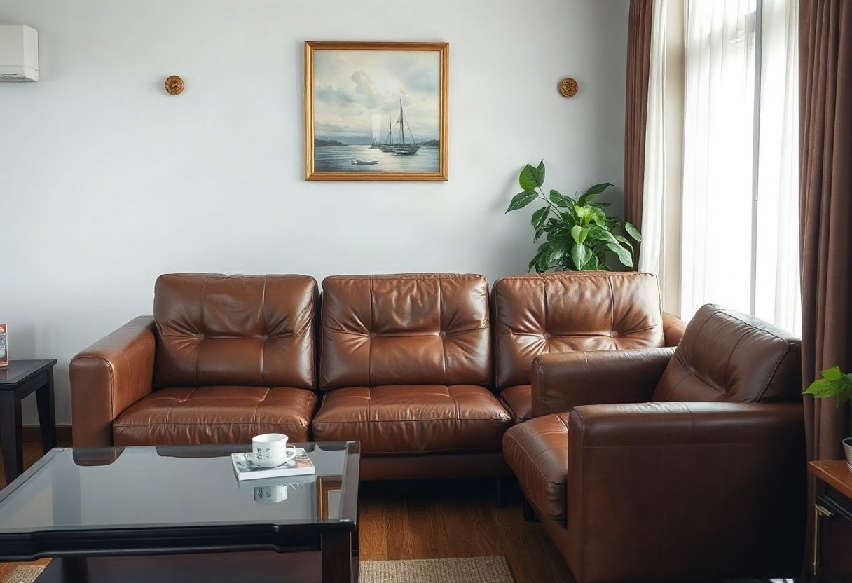 6 cách bảo quản sofa da phòng khách luôn như mới mua
