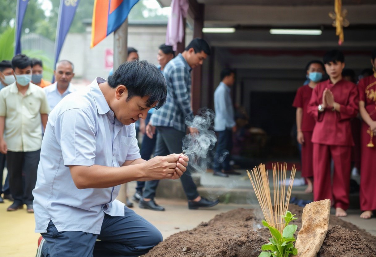 Thực hiện nghi thức cúng động thổ