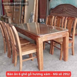 Bàn ăn 6 ghế gỗ hương xám