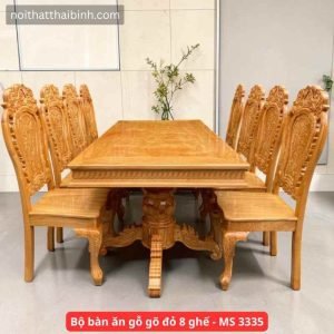 Bộ bàn ăn gỗ gõ đỏ 8 ghế