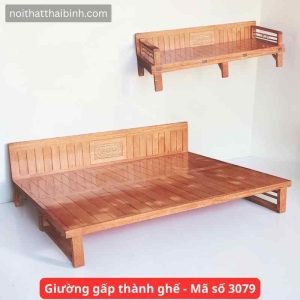 Giường gấp thành ghế bằng gỗ