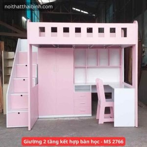 Giường tầng kết hợp bàn học tủ áo