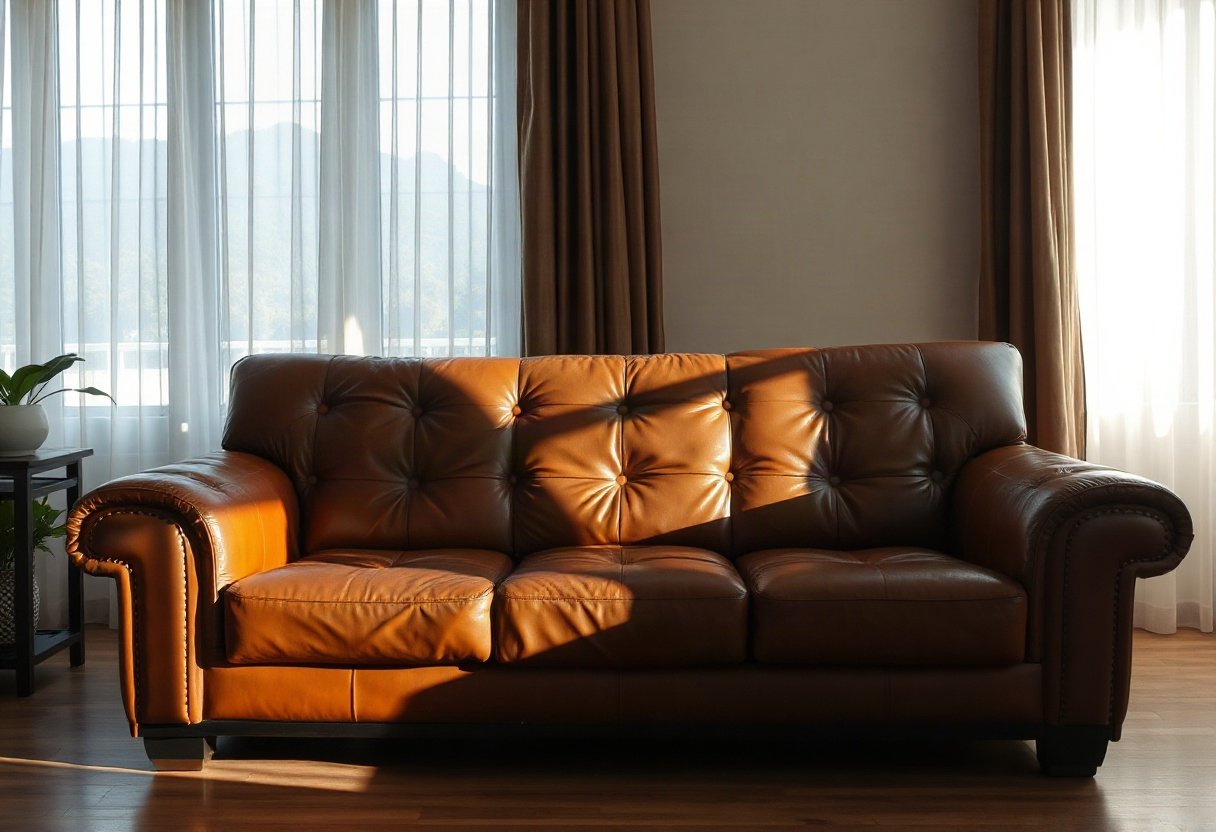 Tránh ánh nắng trực tiếp cho sofa da
