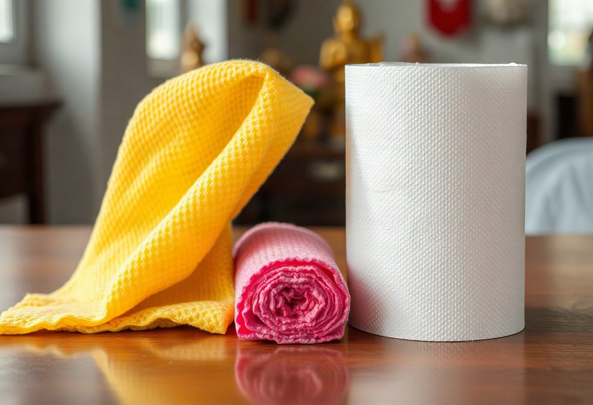 Tránh sử dụng khăn giấy để lau bàn thờ