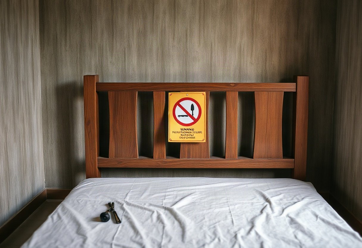 Tránh vật sắc nhọn trên giường gỗ