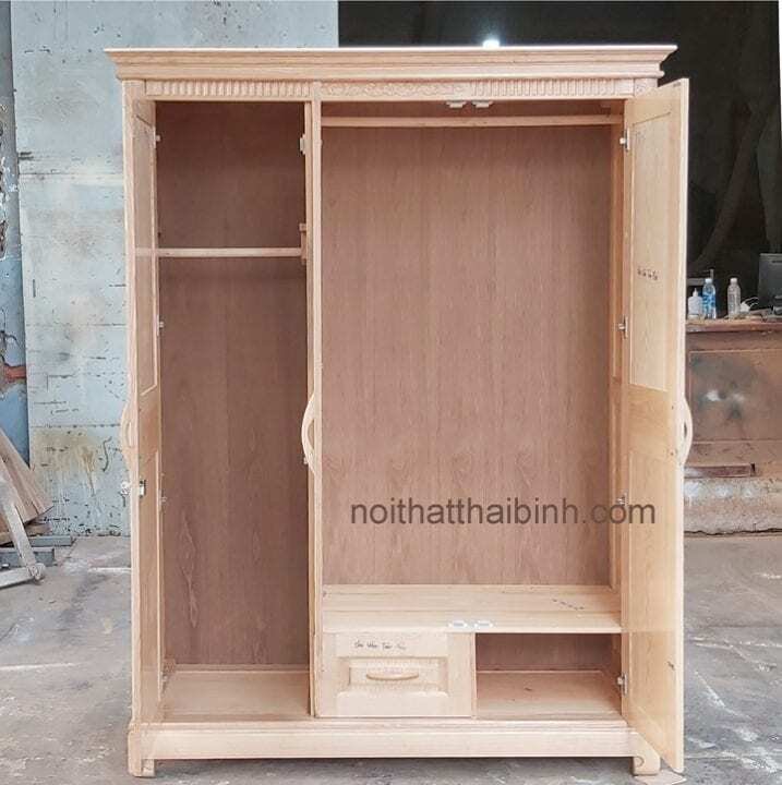 Tủ đựng quần áo gỗ sồi tự nhiên