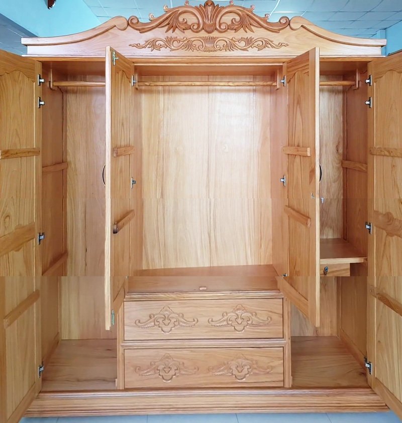 Tủ áo gõ đỏ tự nhiên