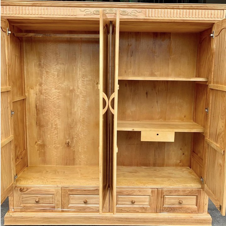 Tủ quần áo gỗ gõ đỏ 4 cánh