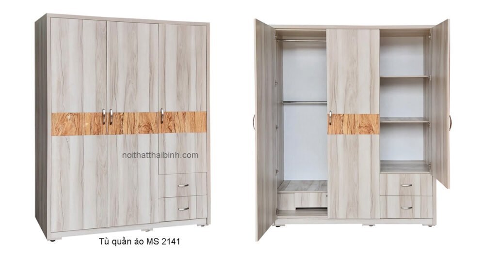Tủ quần áo melamine đẹp MS 2141