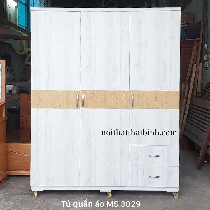 Tủ quần áo 3 cánh 1m6 MS 3029 gỗ MDF lõi xanh Tủ quần áo 3 cánh 1m6 MS 3029 gỗ MDF lõi xanh