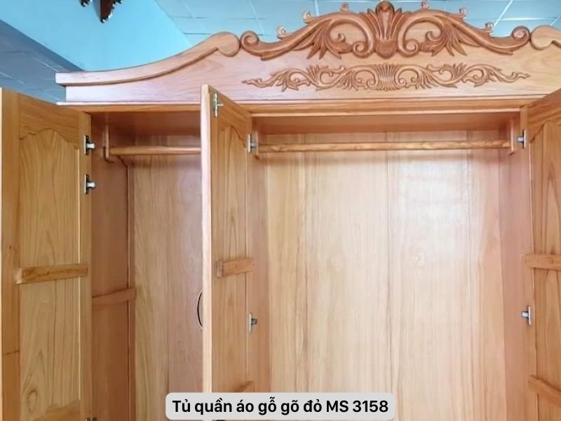 Tủ áo gõ đỏ tự nhiên