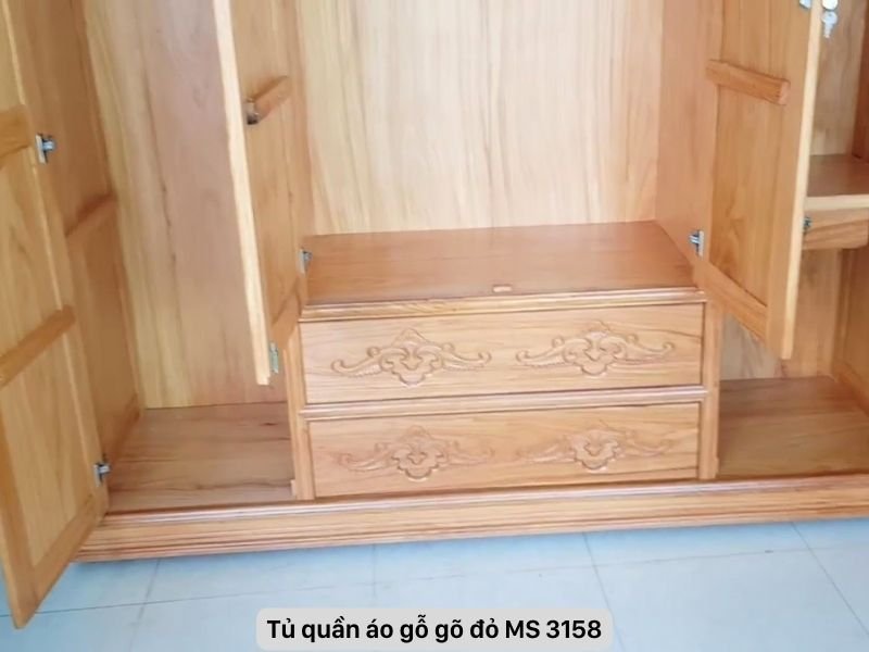 Tủ áo gõ đỏ tự nhiên