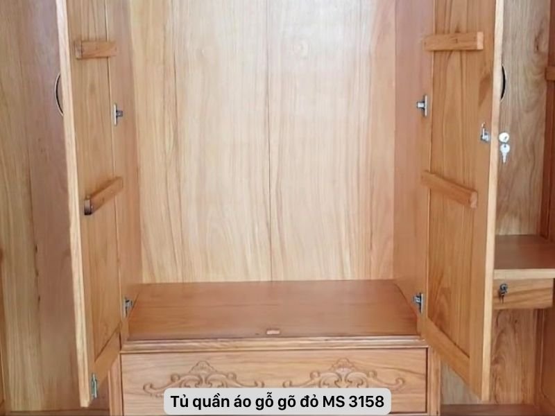 Tủ áo gõ đỏ tự nhiên