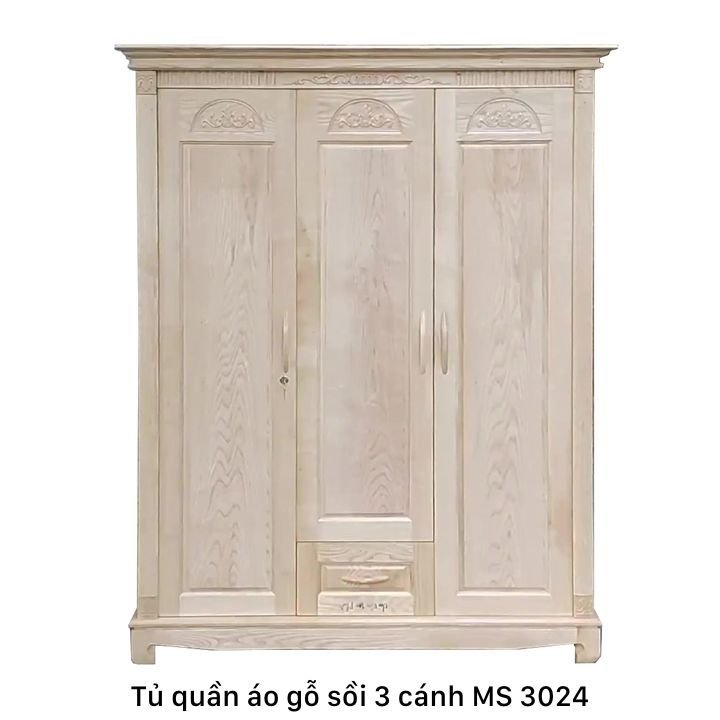 Tủ áo gỗ sồi 3 cánh gỗ tự nhiên MS 3024