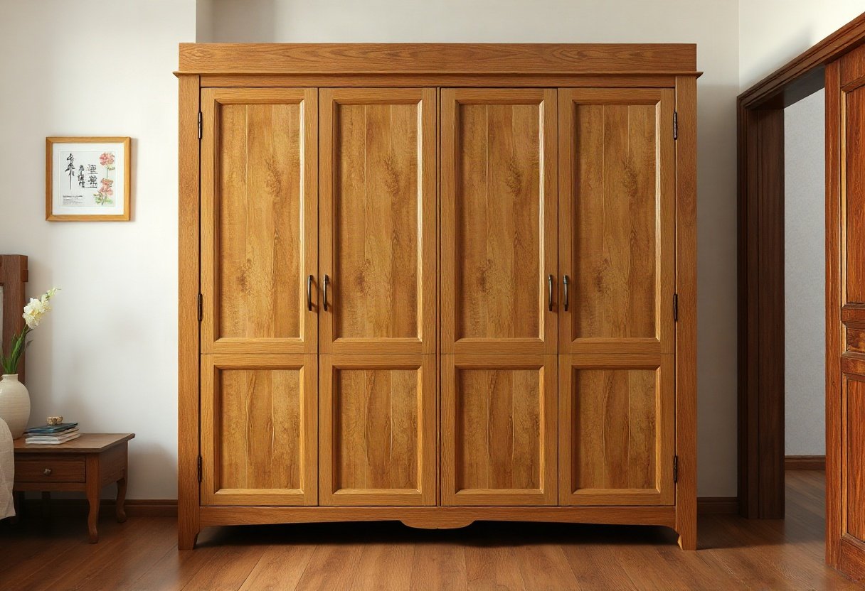 Tủ quần áo gỗ sồi trong phòng ngủ