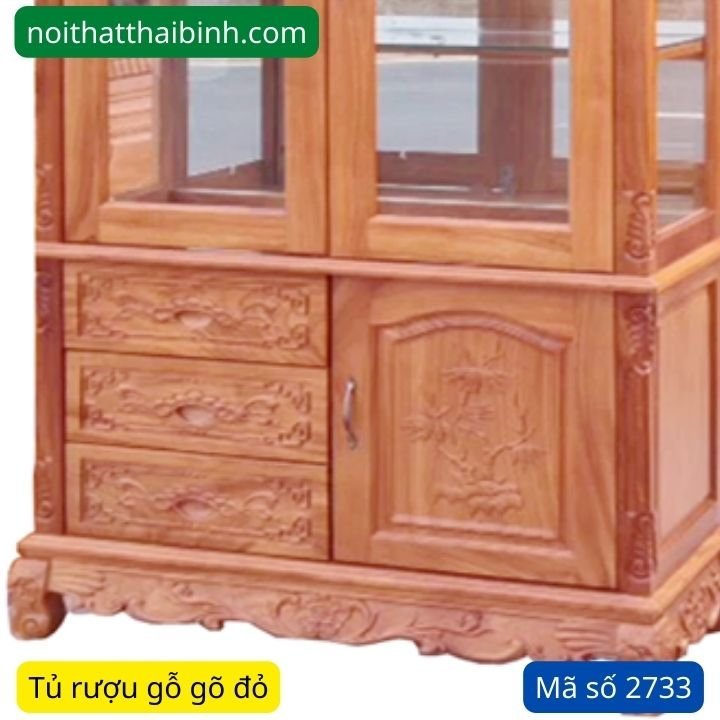 Tủ rượu gõ đỏ đẹp