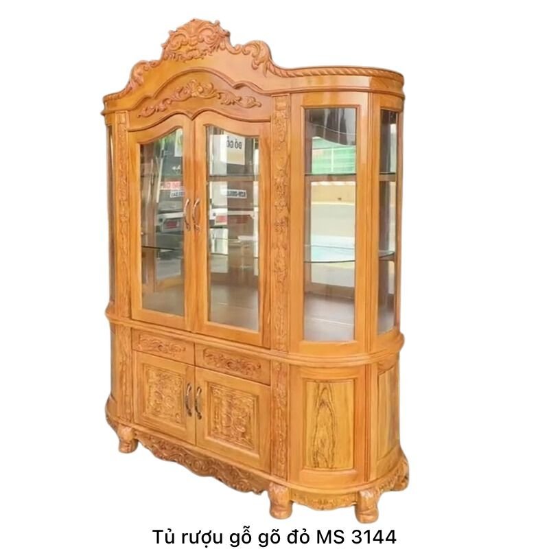 Mẫu tủ rượu đẹp gỗ gõ đỏ Mẫu tủ rượu đẹp gỗ gõ đỏ