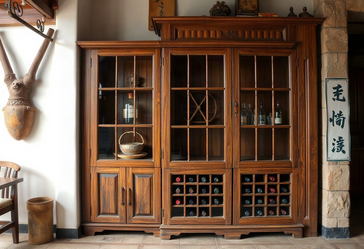 Tủ rượu gỗ với thiết kế đẹp mắt