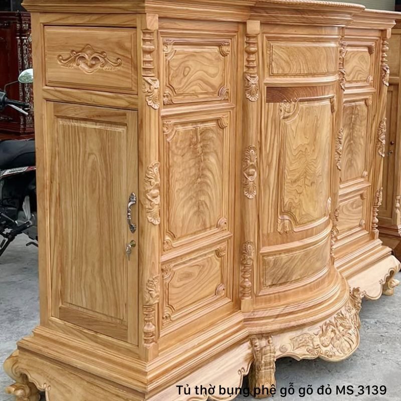 Tủ thờ gỗ gõ đỏ bụng phệ