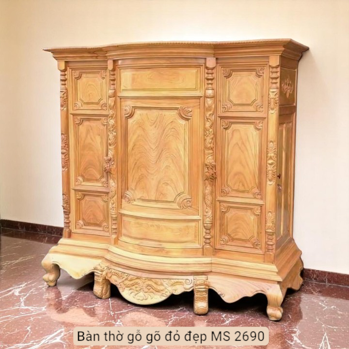 Bàn thờ gỗ gõ đỏ đẹp MS 2690 | GIAO HỎA TỐC TPHCM