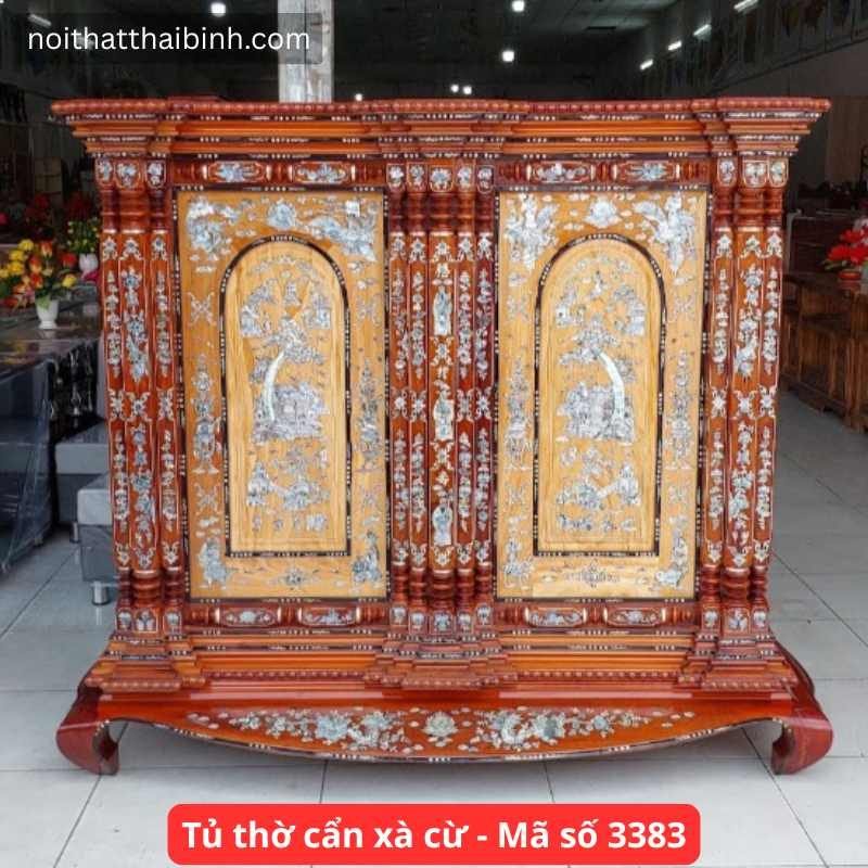 Tủ thờ cẩn xà cừ 11 trụ