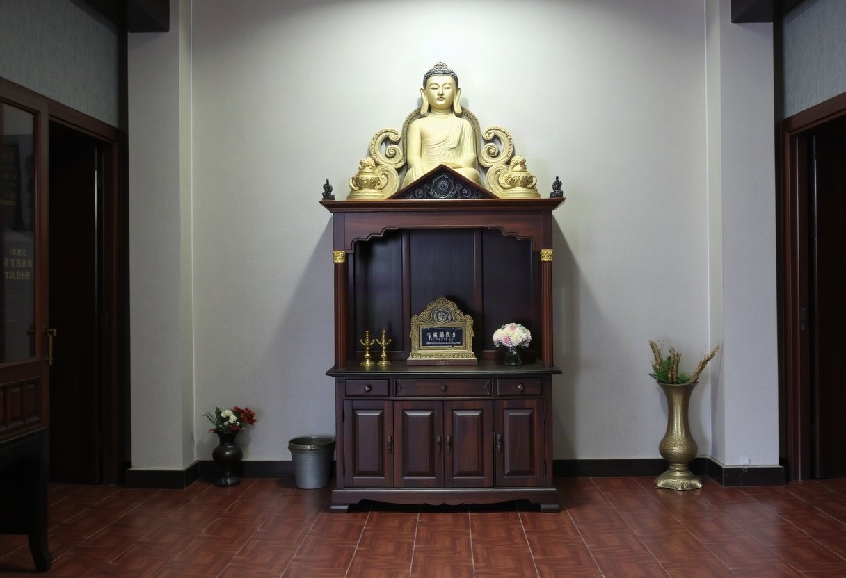 Tủ thờ đặt hướng Đông Nam trong không gian thờ cúng
