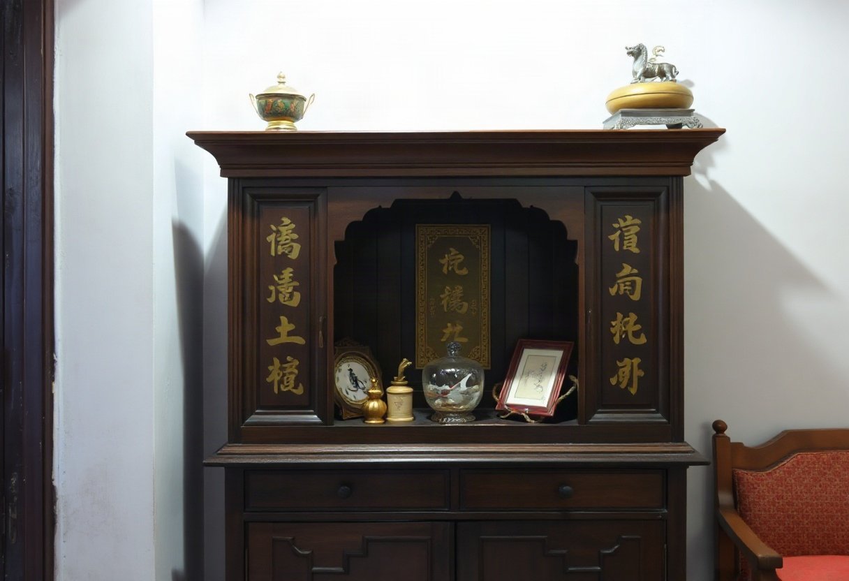 Tủ thờ được bảo quản tốt trong ngôi nhà
